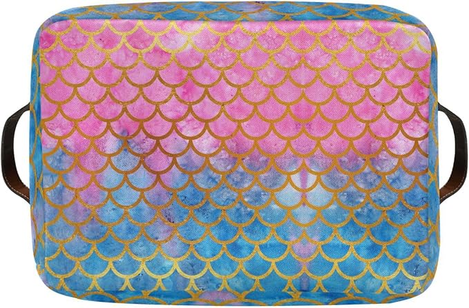 Mermaid Rectangular Storage Basket Organizer Bin Shelf Baskets For Clothes Gifts For Home Office Dorm