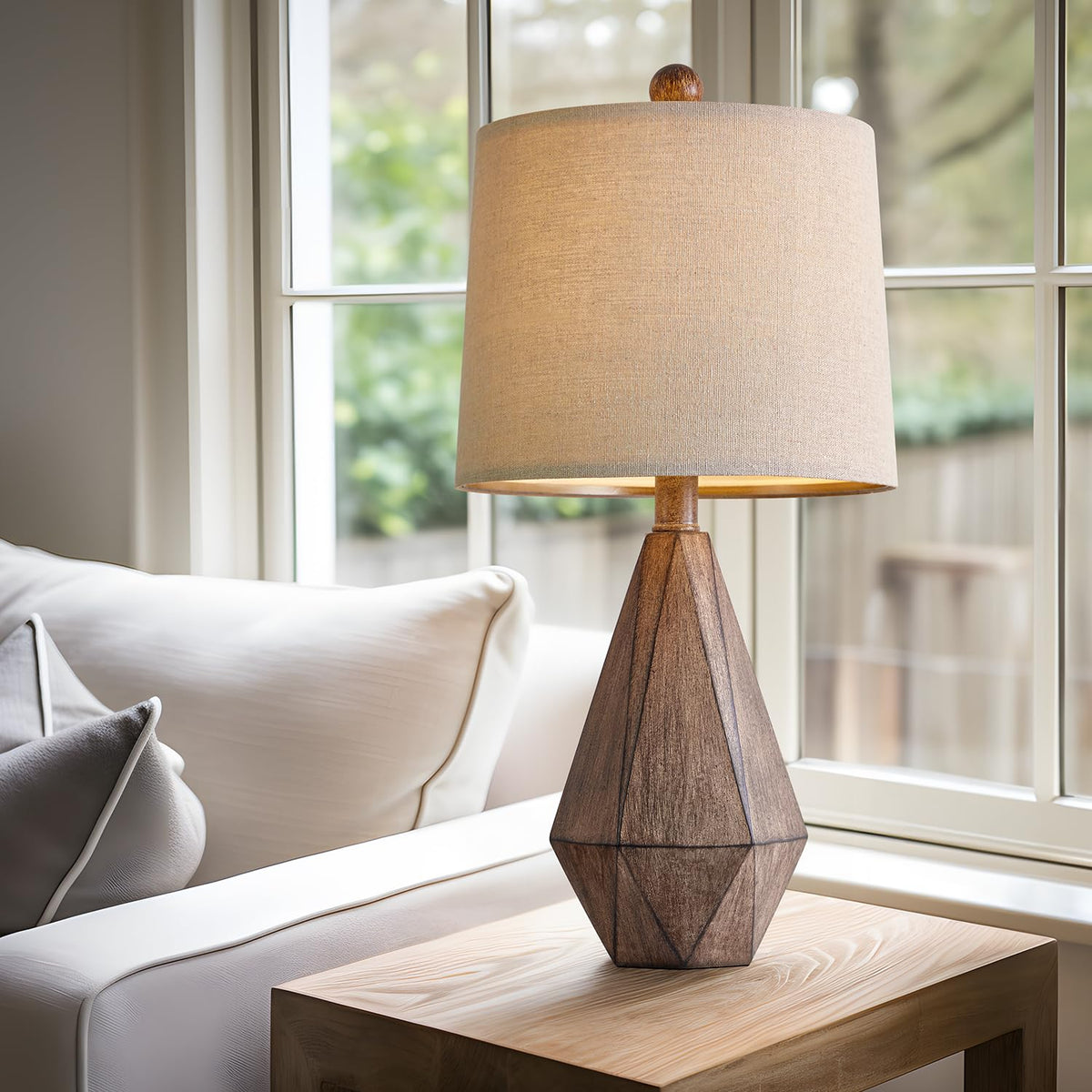 PoKat 20.25" Retro Farmhouse Table Lamp Set of 2, Small for Bedside, Brown