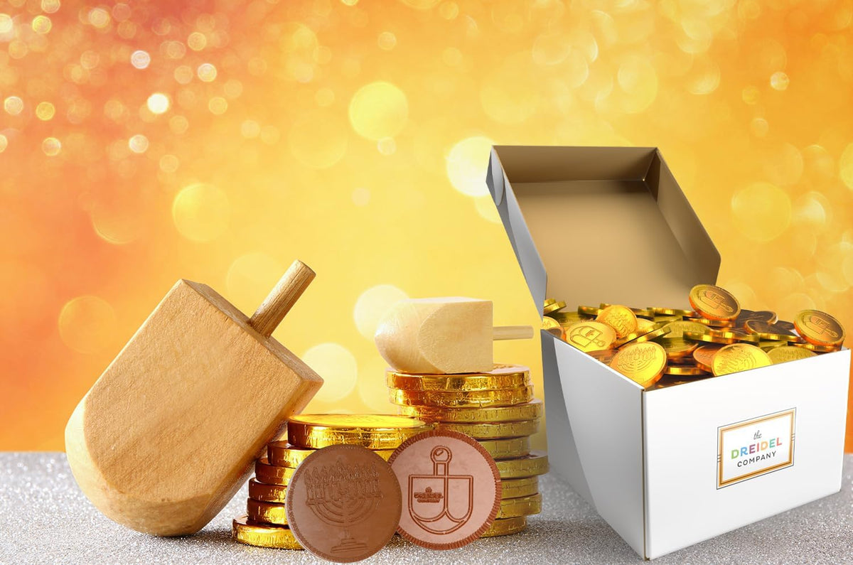 The Dreidel Company Hanukkah Chocolate Gelt, Nut-Free, Belgian Milk Chocolate, Foil Wrapped Gold Coins, Kosher Dairy Chanukah Gelt (5 Pounds)