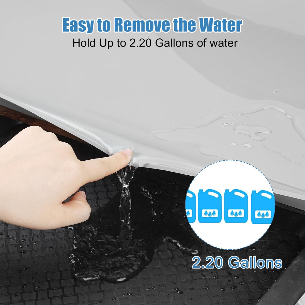 Under Sink Mat for Kitchen Waterproof, 34" x 22" Silicone Under Sink Liner Kitchen & Bathroom Cabinet Protector Mats, Heavy Duty Flexible Under Sink Drip Tray with Lip, Cool Grey