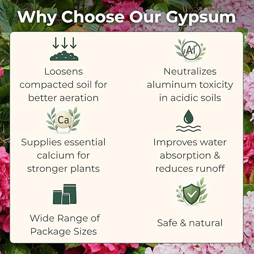 Gypsum for Soil - Calcium for Plants - Gypsum Fertilizer for Gardening, Lawn & Vegetables - Calcium for Garden (4 qts. - 8 lbs.)