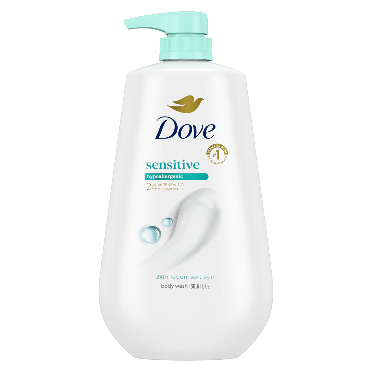 Dove Sensitive Skin Body Wash, 24hr Lotion-Soft Skin, 30.6 oz