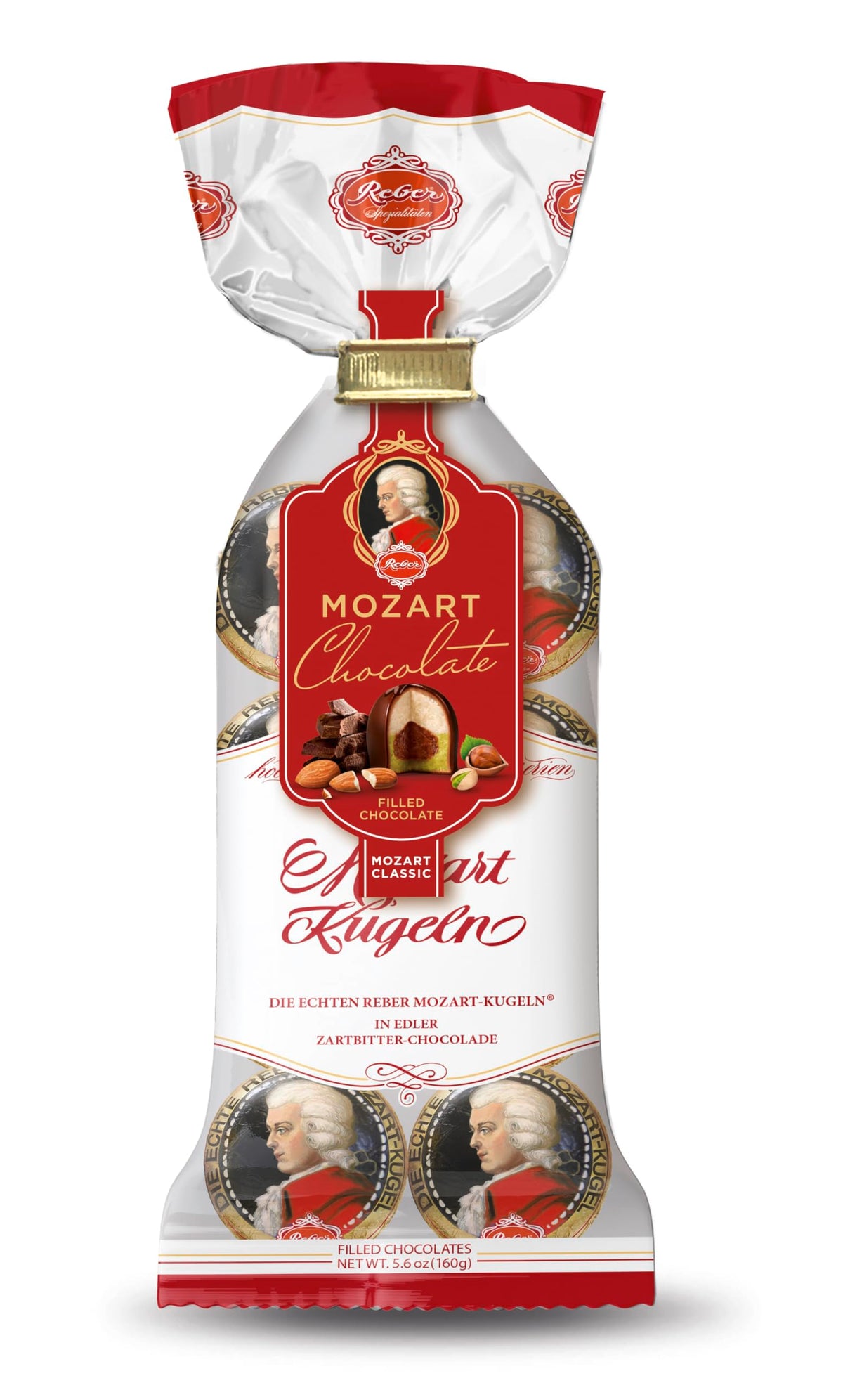 REBER Mozart Kugel Dark & Milk Chocolate - Gourmet Almond & Pistachio Marzipan, Hazelnut Praline, Kosher Confectionery for Gifting or Snacking | 8