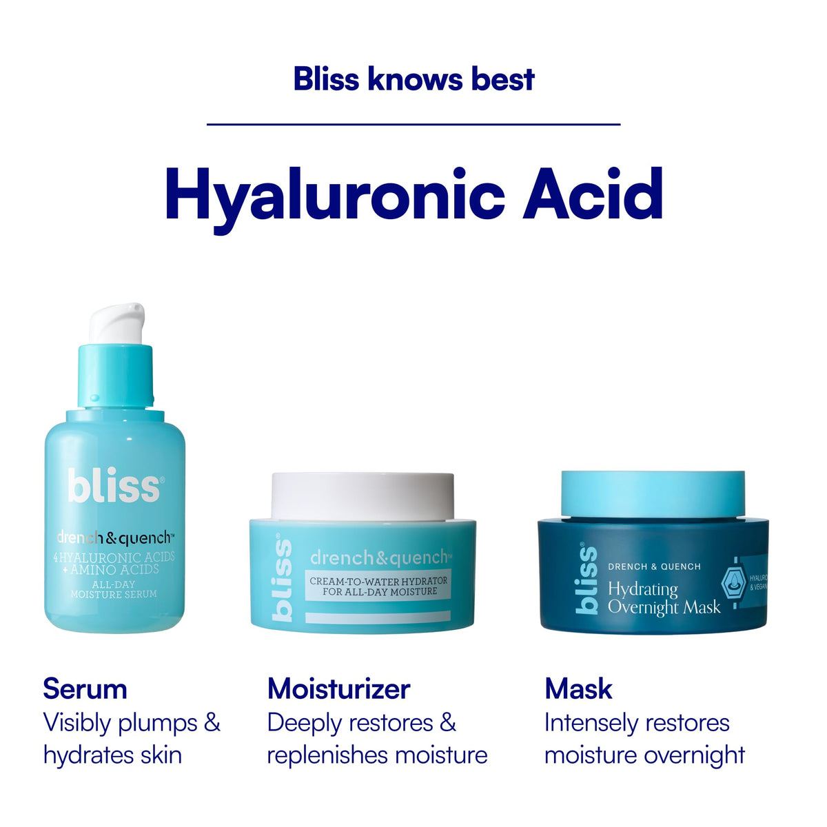 Bliss Drench & Quench Hyaluronic Acid Face Moisturizer - 1 Fl Oz - Skincare