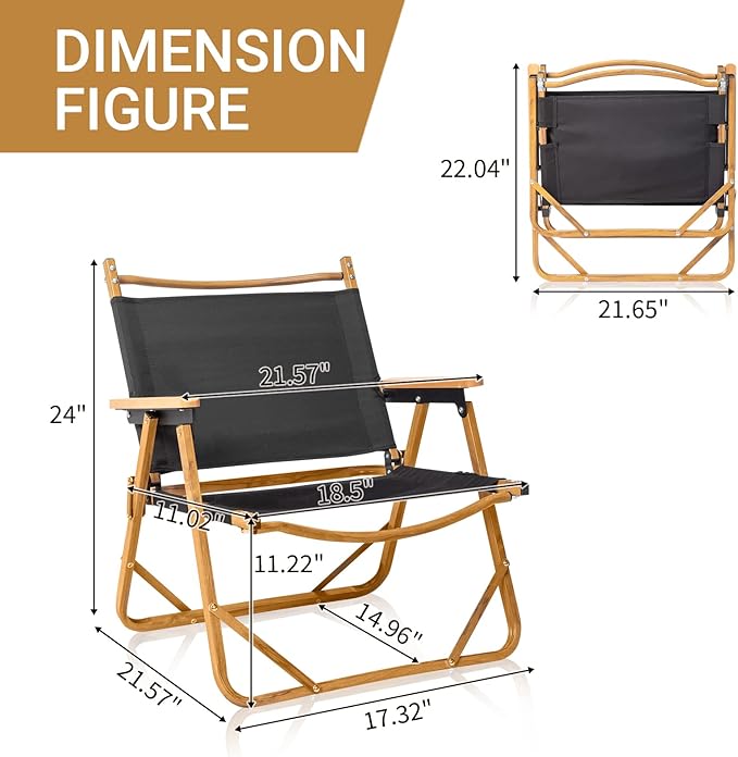 Outvita Portable Folding Camping Chair, 6pcs Ultralight Low Beach Chair, Durable Aluminum Frame Armchairs for Hiking Concert Fishing Picnic, Supports 233Lbs