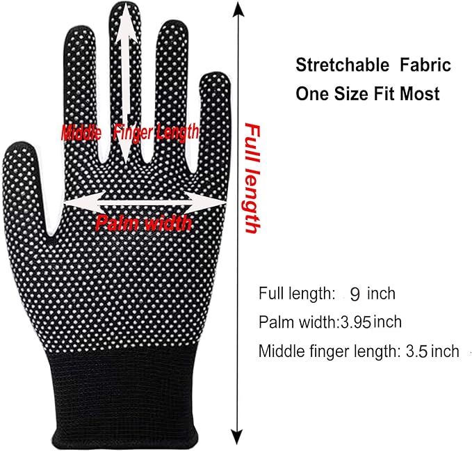 24Pcs Work Gloves Anti-slip Knitted Stretchy Cloth Glove Thin Moist Glove Liners