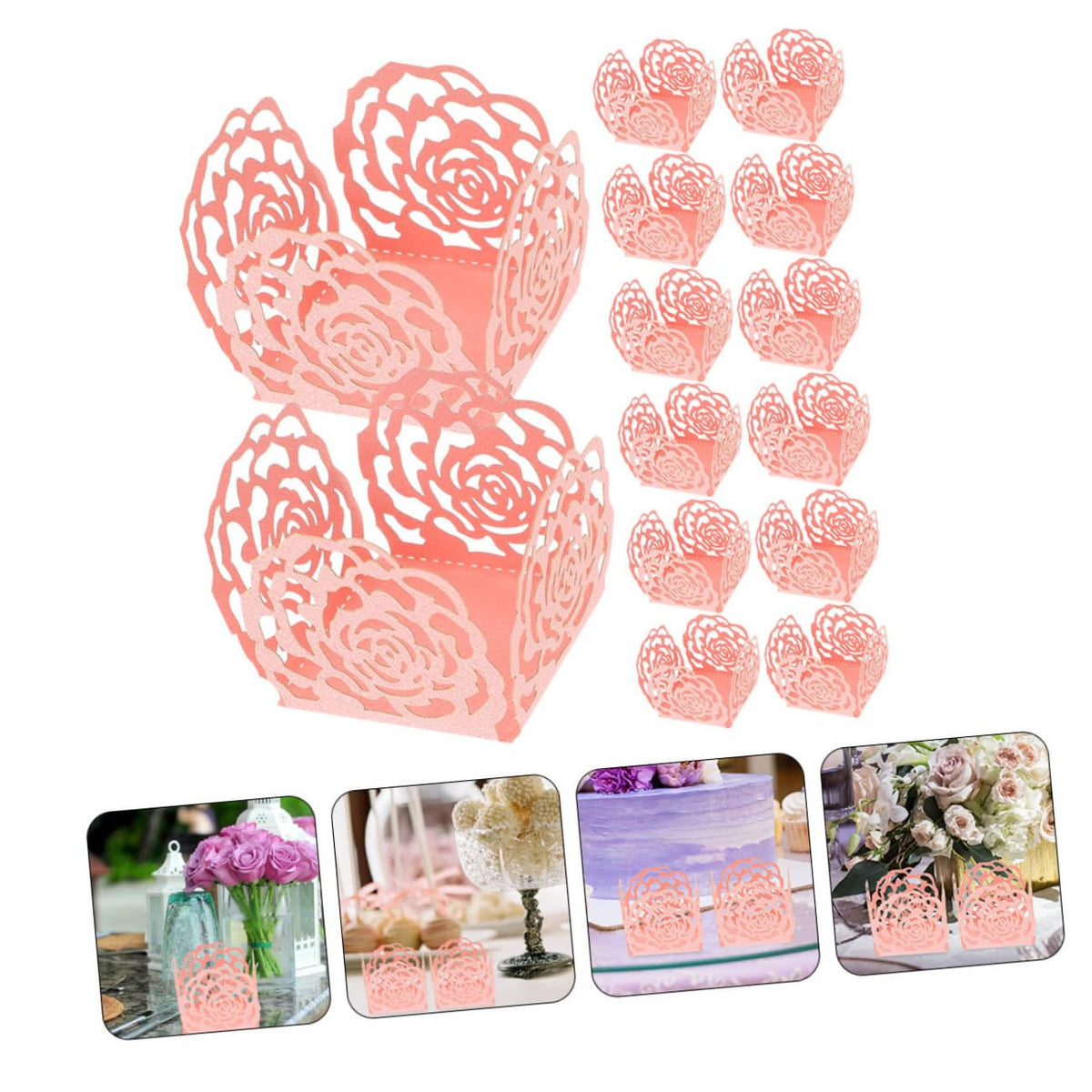 PRETYZOOM 100pcs Chocolate Wrappers Hollow Rose Design Candy Packaging for Weddings and Parties Elegant Dessert Decor for Chocolate Treats and