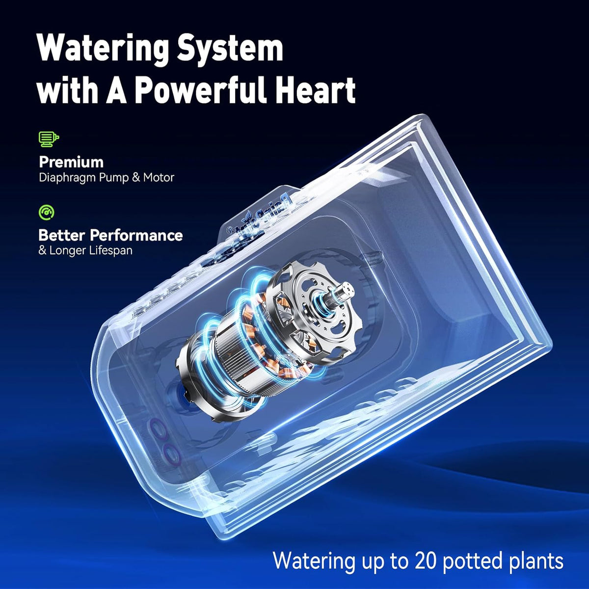 RAINPOINT Compact Programmable Solar Automatic Drip Irrigation Pump Kits Support Up to 20 Plants, Automatic Plant Waterer Self Watering Indoor/Outdoor Vacation Free Low Water Auto Shut-Off
