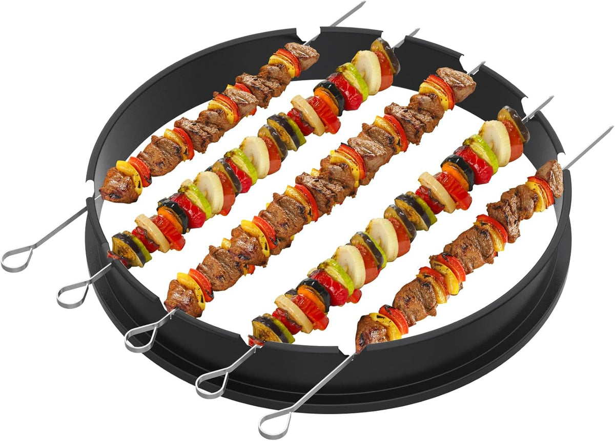 only fire Rotisserie Ring with Kabob Skewer Set for Weber 22 1/2 Inch Kettle and Other Similar Kettle Charcoal Grills