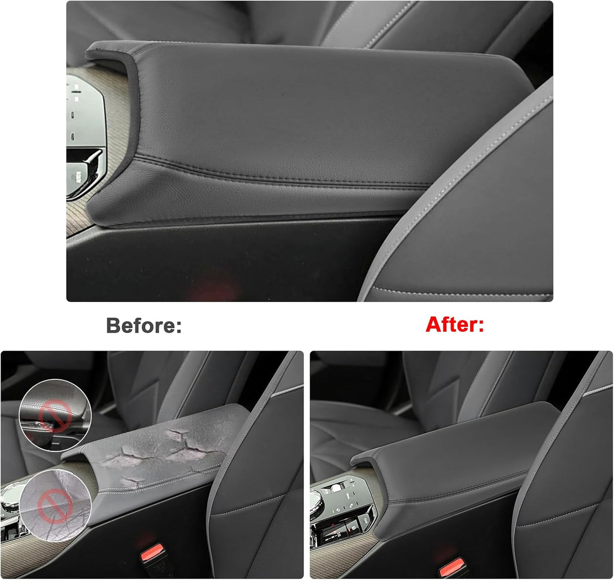 SXCY for 2025 BMW X3 Armrest Cover for 2025 BMW X3 (30 / M50 xDrive) Accessories 2025 X3 Center Console Cover 2025 X3 Middle Console Cover (Thin Cover with Black Line)