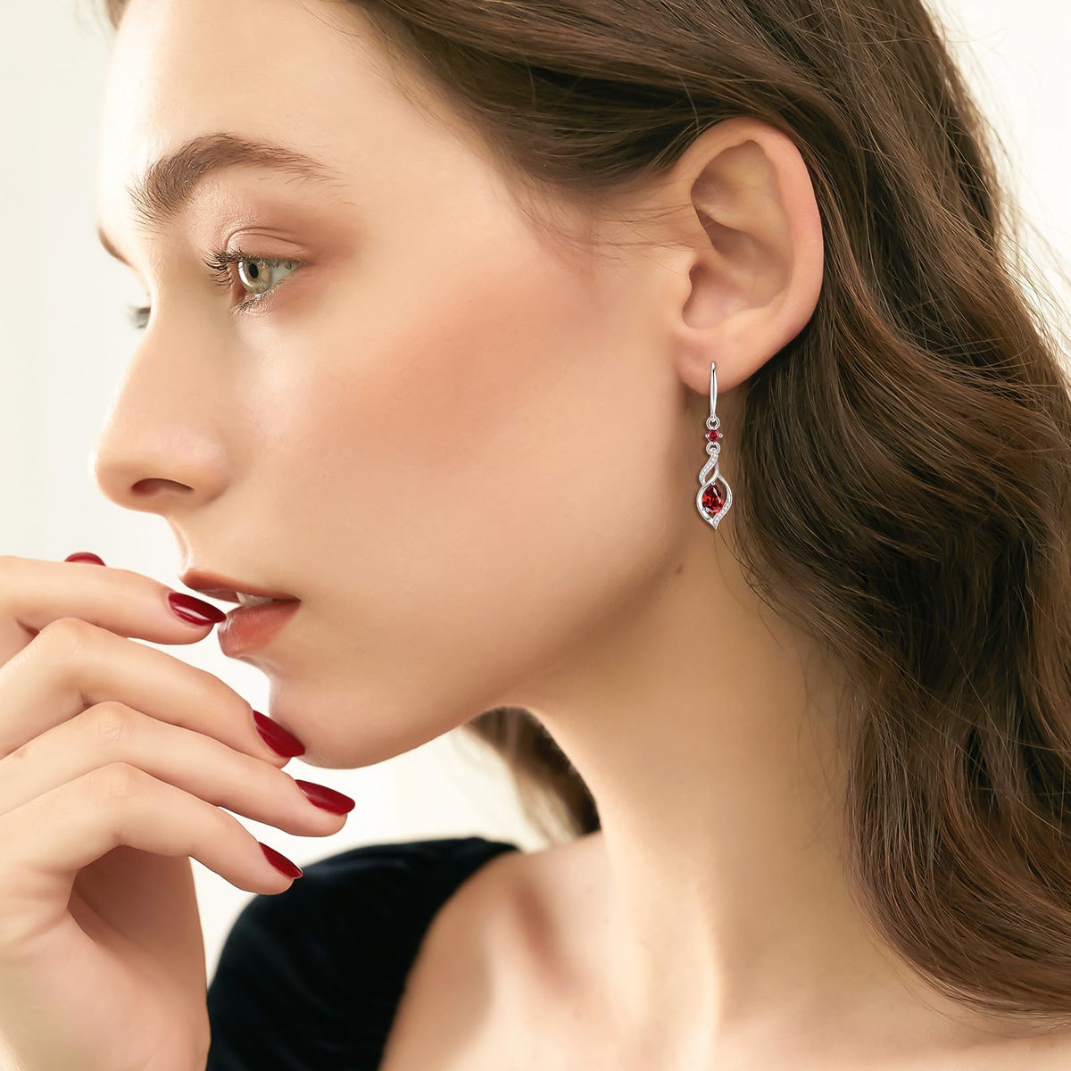 FANCIME January Birthstone Dangle Earrings for Women Garnet Earrings