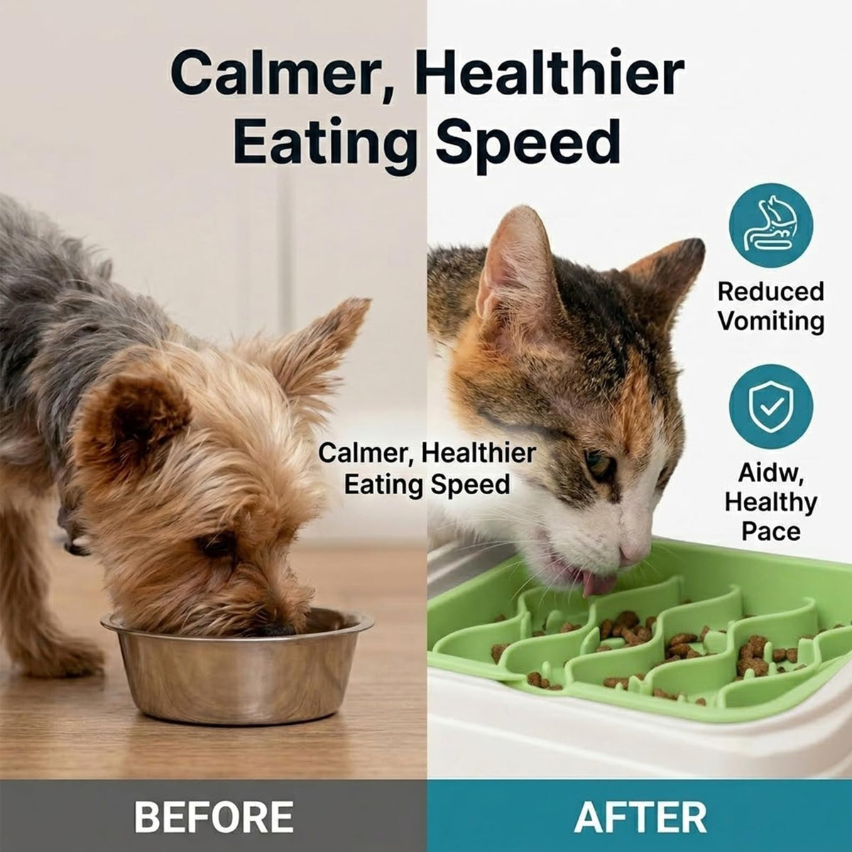 Slow Feed Bowl Compatible with PetLibro One RFID Feeder, Slow Feed Bowl Replacement Insert, Anti-Gulping Pet Tray to Stop Vomiting and Bloat (Green- Wave)