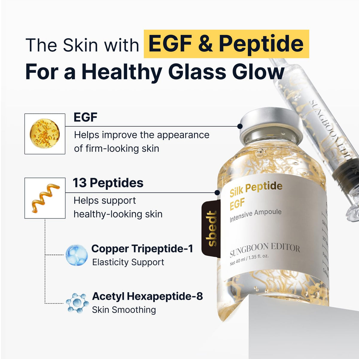 SUNGBOON EDITOR Intensive Deep Collagen Silk Peptide EGF Ampoule,1.35fl.oz