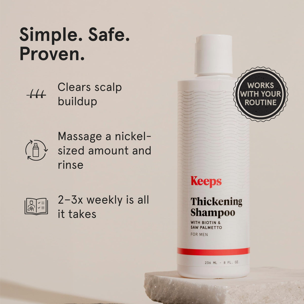 Keeps Thickening Shampoo for Men, 8 Oz