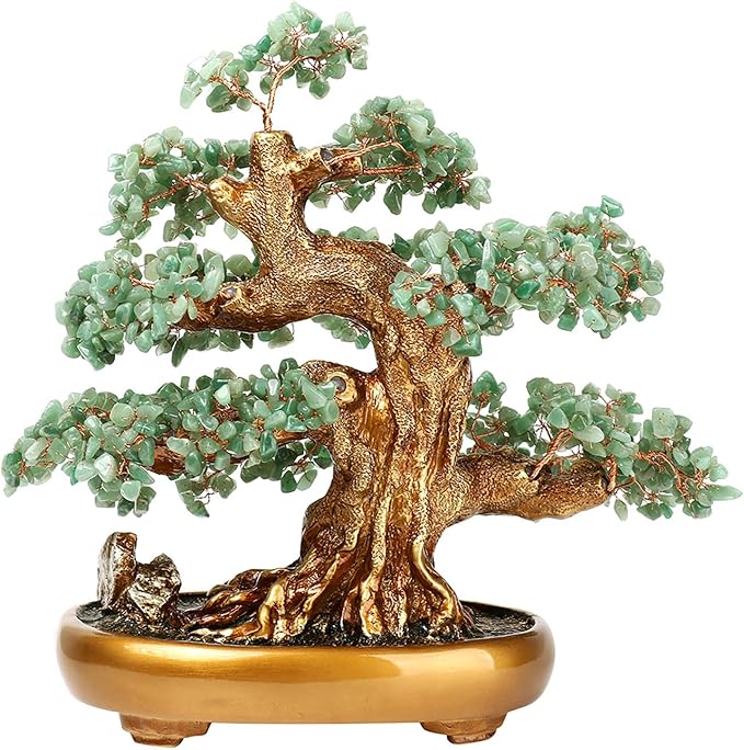 Feng Shui Money Tree Large Crystal Quartz Lucky Tree Gem Tree for Office Home Feng Shui Decoration for Wealth/Fortune and Luck (Aventurine)