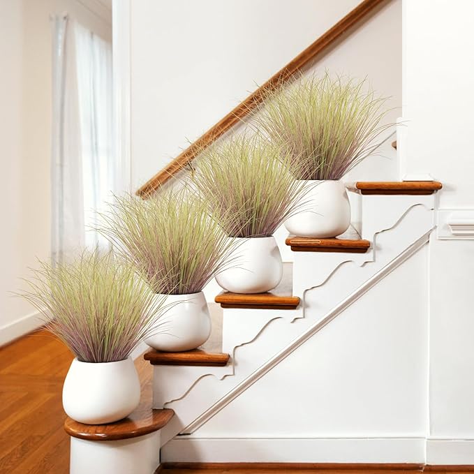 48Pcs Artificial Grass Plants, Faux Shrubs Wheat Grass, Artificial Tall Grass Fake Plants for Outdoor Decor,Artificial Greenery Stems Weed for Room Indoor Home Decor（Light Purple）