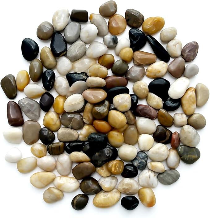 Rocks for Plants 5 Lbs, 0.8-1.5 Inch High Polished Pebbels, Decorative Stones for Garden Landscaping, Smooth Gravel Filler for Outdoor Plants, Succulents, Fish Tank and Vases