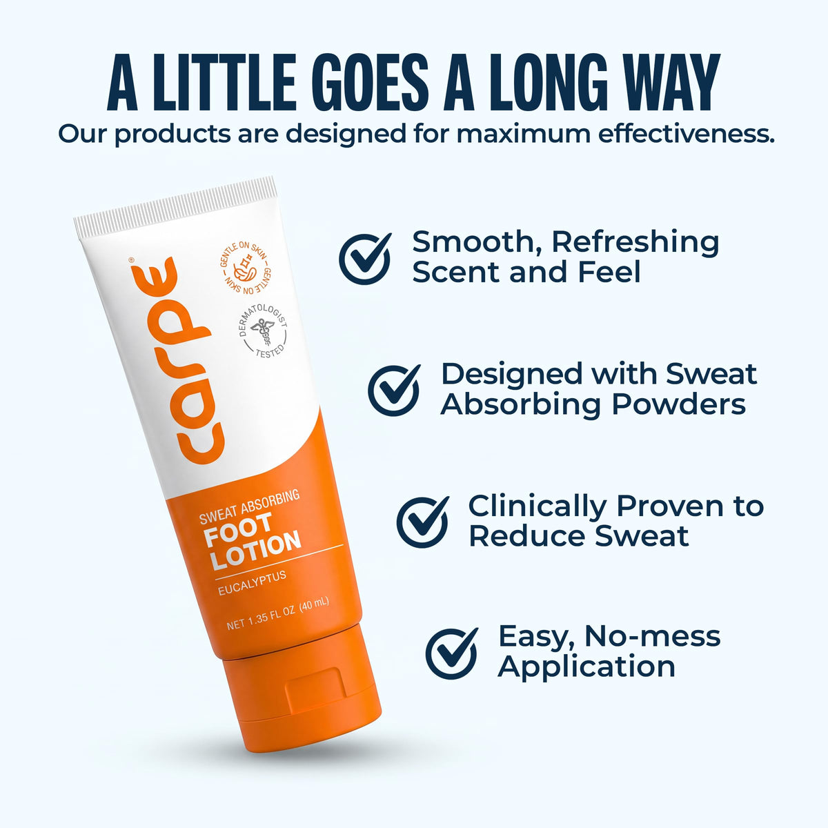 Carpe Sweat Absorbing Foot Lotion, Eucalyptus - Fights Sweaty Feet