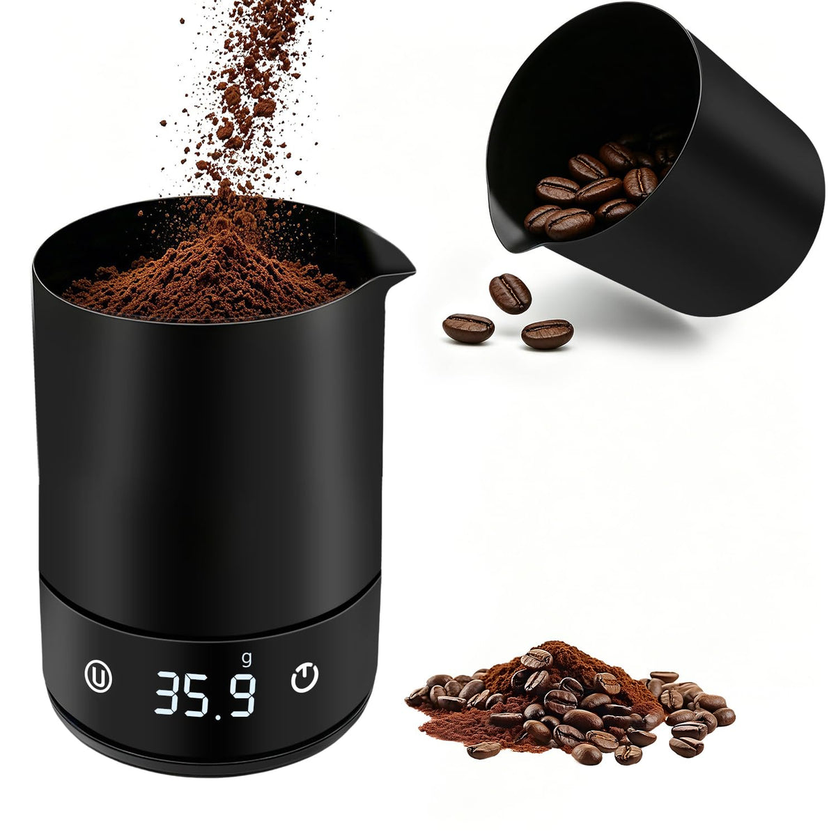 Coffee Espresso Scale, Magnetic Coffee Bean Scale Cup with LED Display