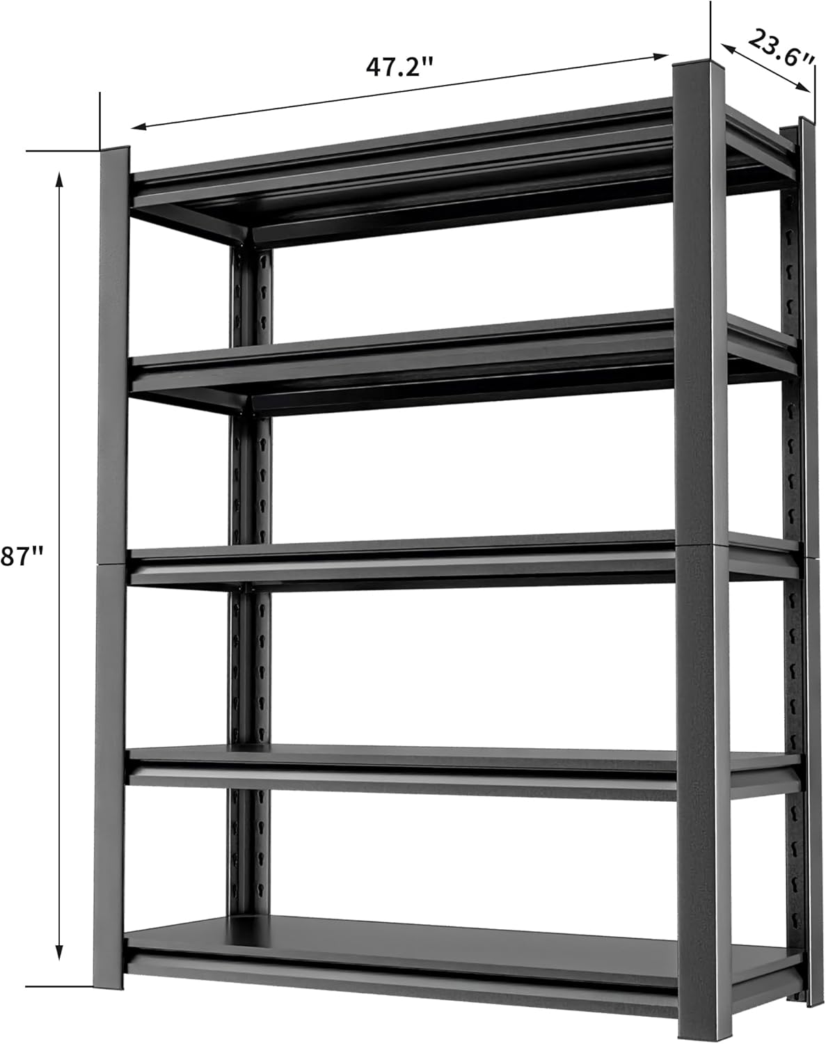 Heavy Duty Metal Storage Rack Shelving for Garage, 5 Tier Shelving Unit - Garage Storage Shelf, Industrial Utility Shelving, Durable Metal Shelf Organizer 24" D x48 W x87 H（2 Pieces）