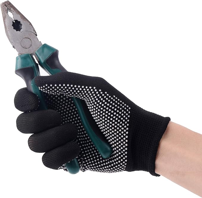 24Pcs Work Gloves Anti-slip Knitted Stretchy Cloth Glove Thin Moist Glove Liners