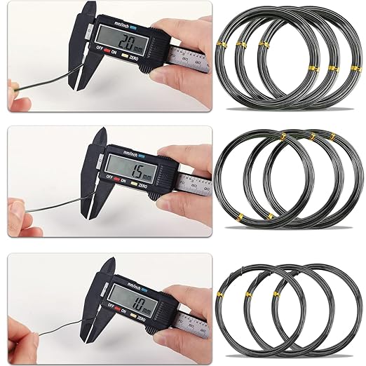 Sanlykate Bonsai Training Wire Kit, 9 Roll Tree Training Wires 295.27 Feet Total, 1.0mm, 1.5mm, 2.0mm Anodized Aluminum Wire Set, Hold Plant Branches Trunks - Black