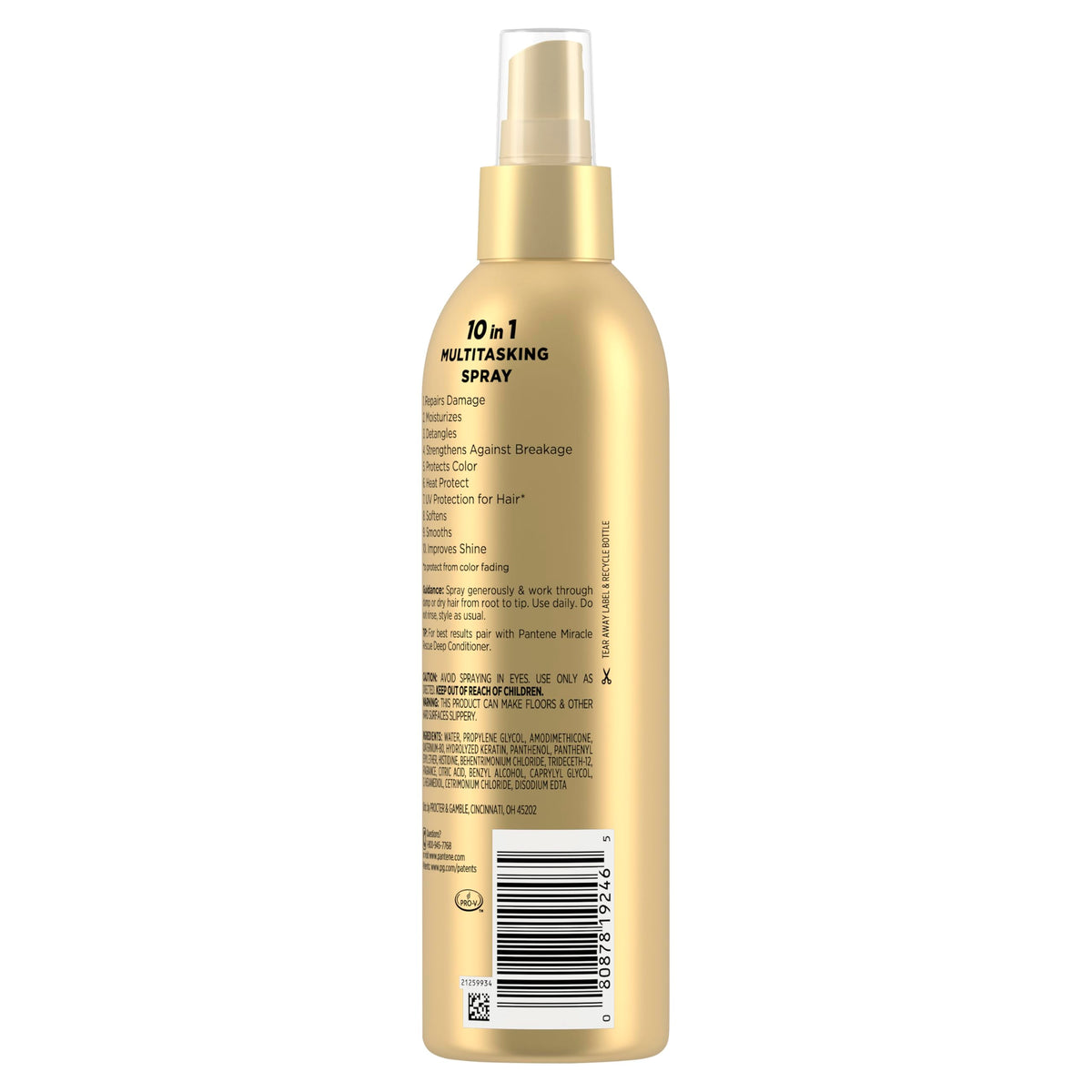 Pantene Miracle Rescue 10-in-1 Multitasking Spray, Heat Protection, 5.7 oz
