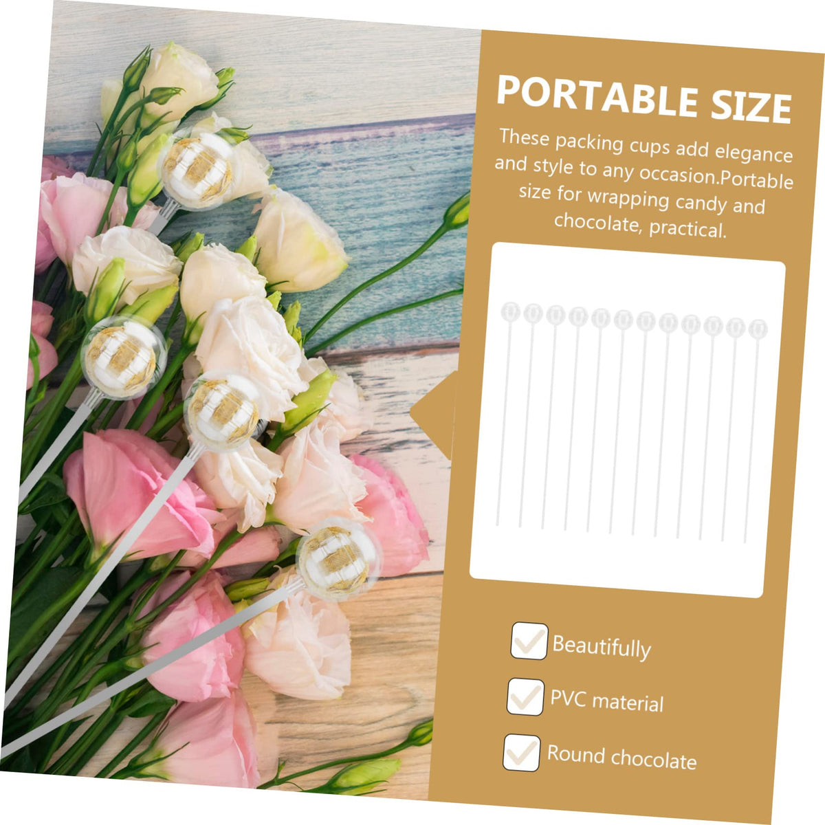 PERSELOSO 100sets Chocolate Bouquet Base Transparent Chocolate Holders for Flower Support Rack Elegant for Bouquets Parties Special Occasions