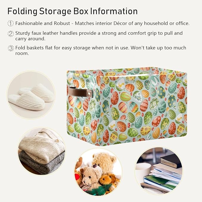 Easter Egg Rectangular Storage Basket Organizer Bin Shelf Baskets For Clothes Gifts For Home Office Dorm