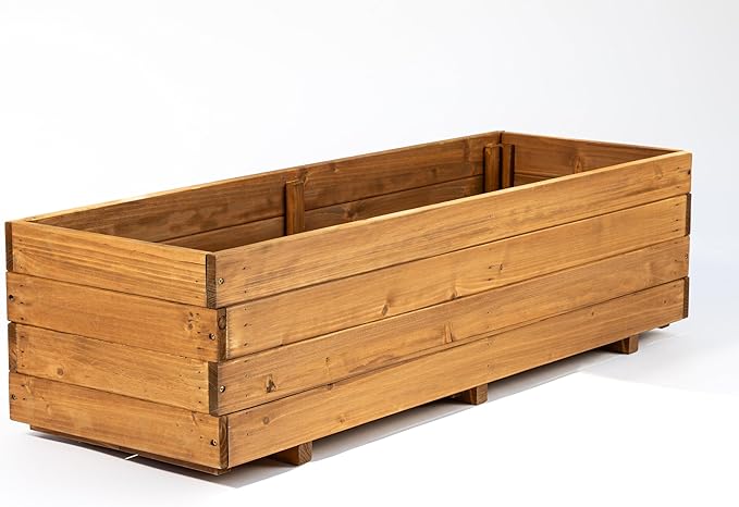 Wooden Raised Garden Bed Planter Box – Fir Wood Outdoor Vegetable, Herb & Flower Box with Drainage Holes – 47.24"x15.75"x12.6", Rot-Resistant, for Patio, Yard, Balcony