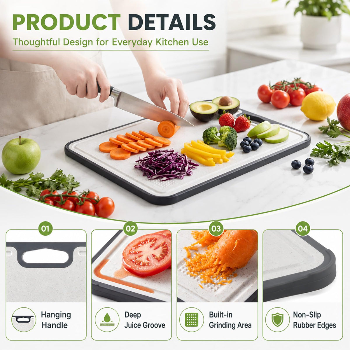 HuitengTec Double Sided Titanium Cutting Board for kitchen