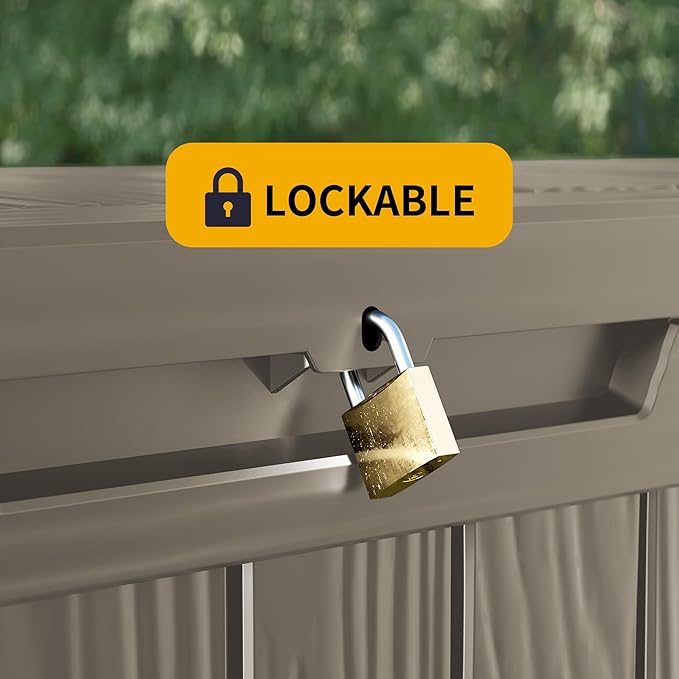 320 Gallon Outdoor Storage Box Patio Deck Box Waterproof, Resin Lockable Outside Large Storage Bin for Pool Cushion Furniture, Garden Tools UV-Resistant, Grey