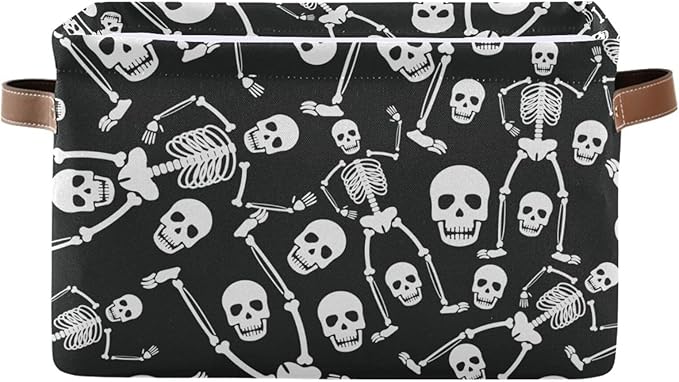 Skull Rectangular Storage Basket Organizer Bin Shelf Baskets For Clothes Gifts For Home Office Dorm
