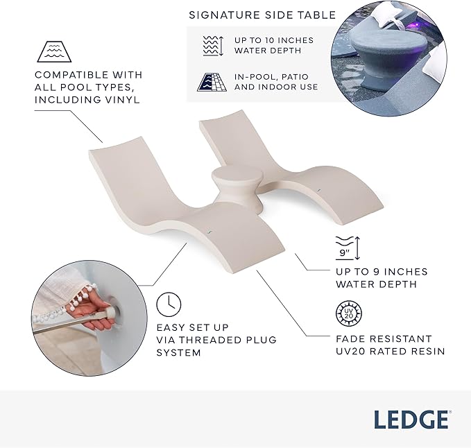 Ledge Lounger Oasis Bundle 2 Chaises + 1 Side Table no Hole