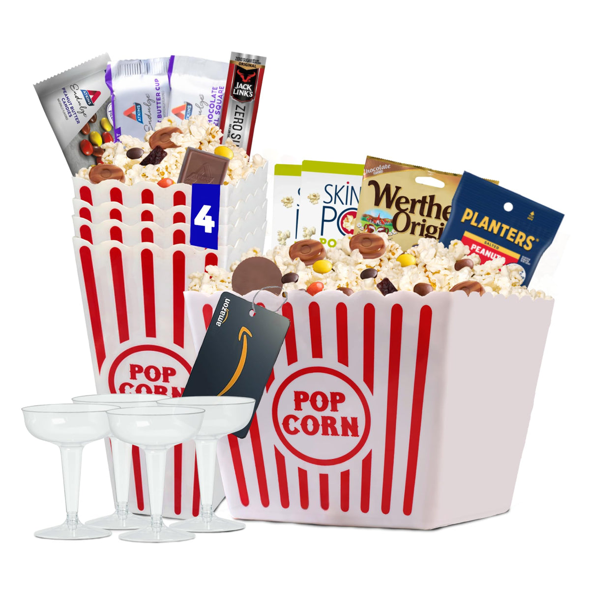 Movie Night Popcorn and Candy Gift Basket - Perfect for a Cozy Graduation Celebration Evening at Home or the Theater with Family and Friends (Keto