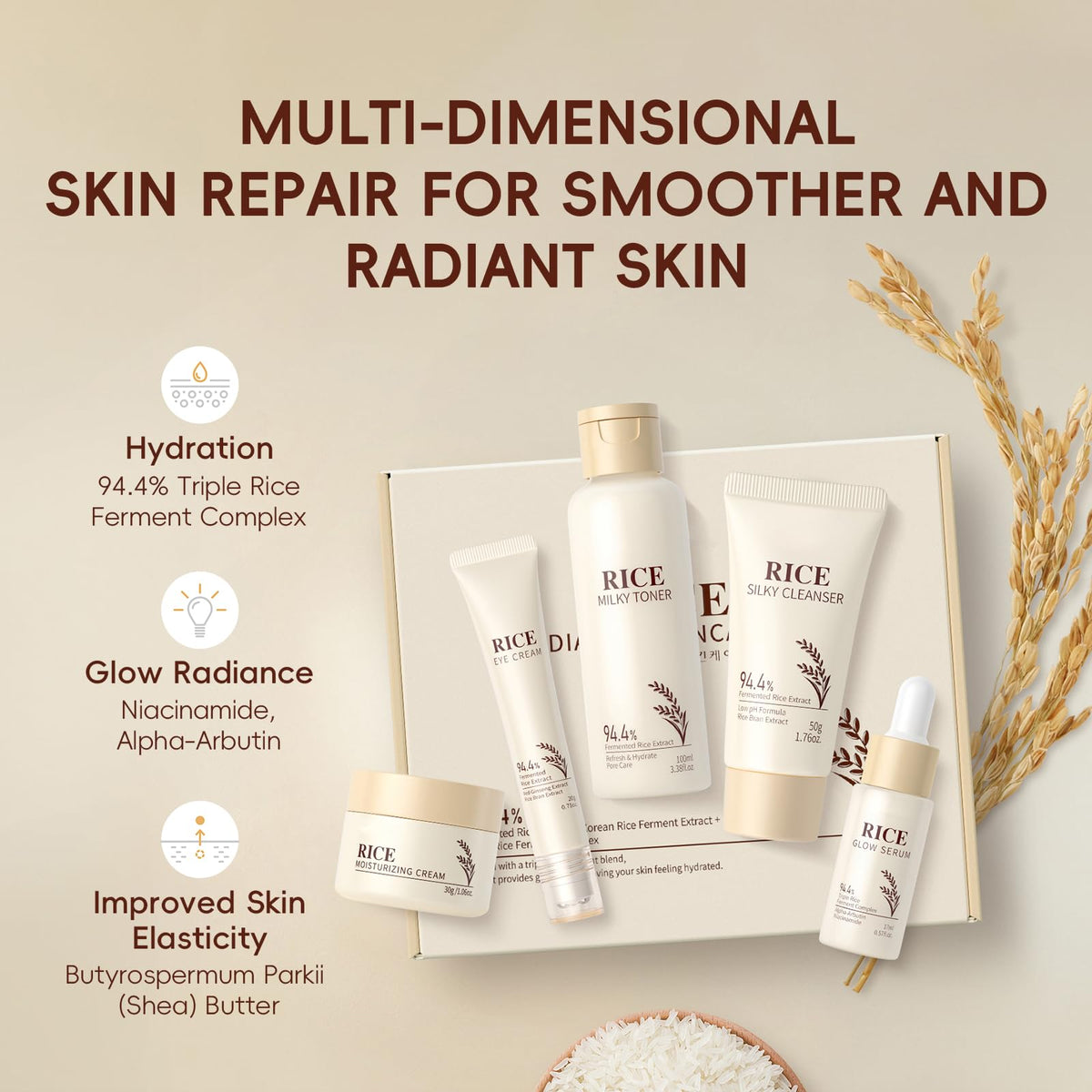 LAIKOU Skin Care Set, Korean Skin Care - Korean Beauty for Women - 5pcs