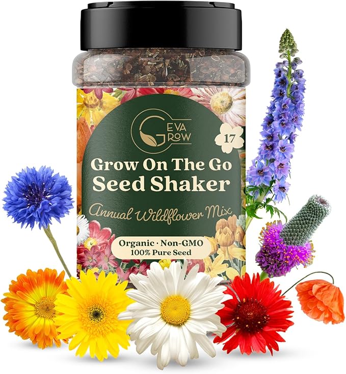 Wildflower Seed Shaker – Awesome Annual Mix by GevaGrow - 2 Ounce Shaker