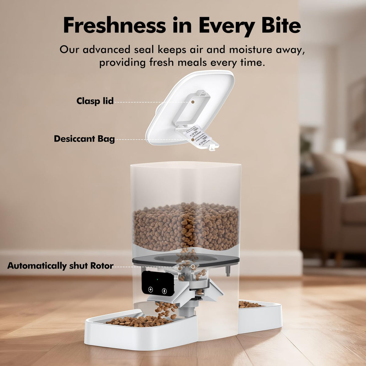 Automatic Cat Feeder for 2 Cats, Smart APP Control, 6L/25Cup Large Capacity