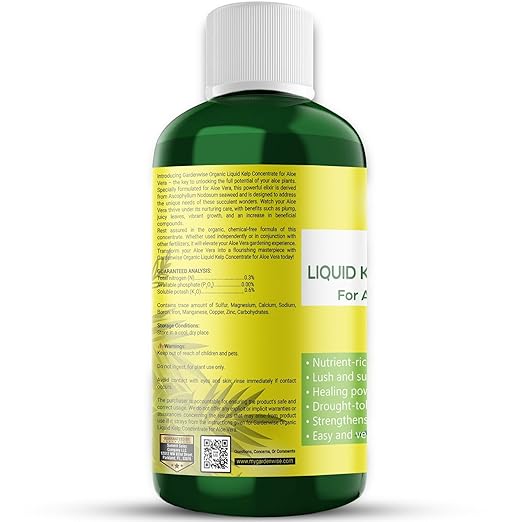 Organic Premium Kelp Seaweed Fertilizer - Liquid Hydroponics Fertilizer - Liquid Plant Food - Nutrient-Rich Soil Enhancer - Natural Plant Food for Aloe Vera (16 OZ)