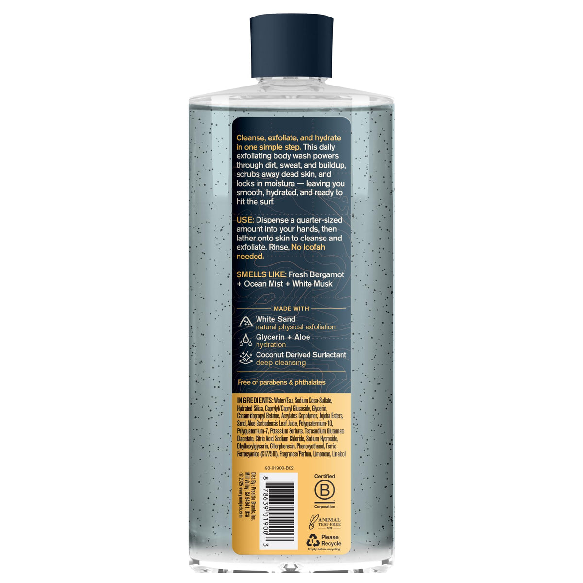 Every Man Jack Exfoliating Body Wash for Men, Pacific Surf, 2pk