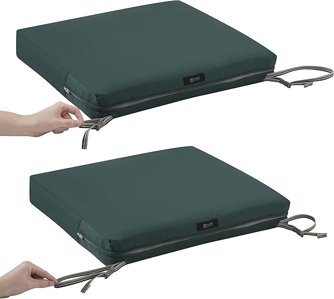 Classic Accessories Ravenna Water-Resistant 21 x 21 x 3 Inch Patio Seat Cushion, Mallard Green