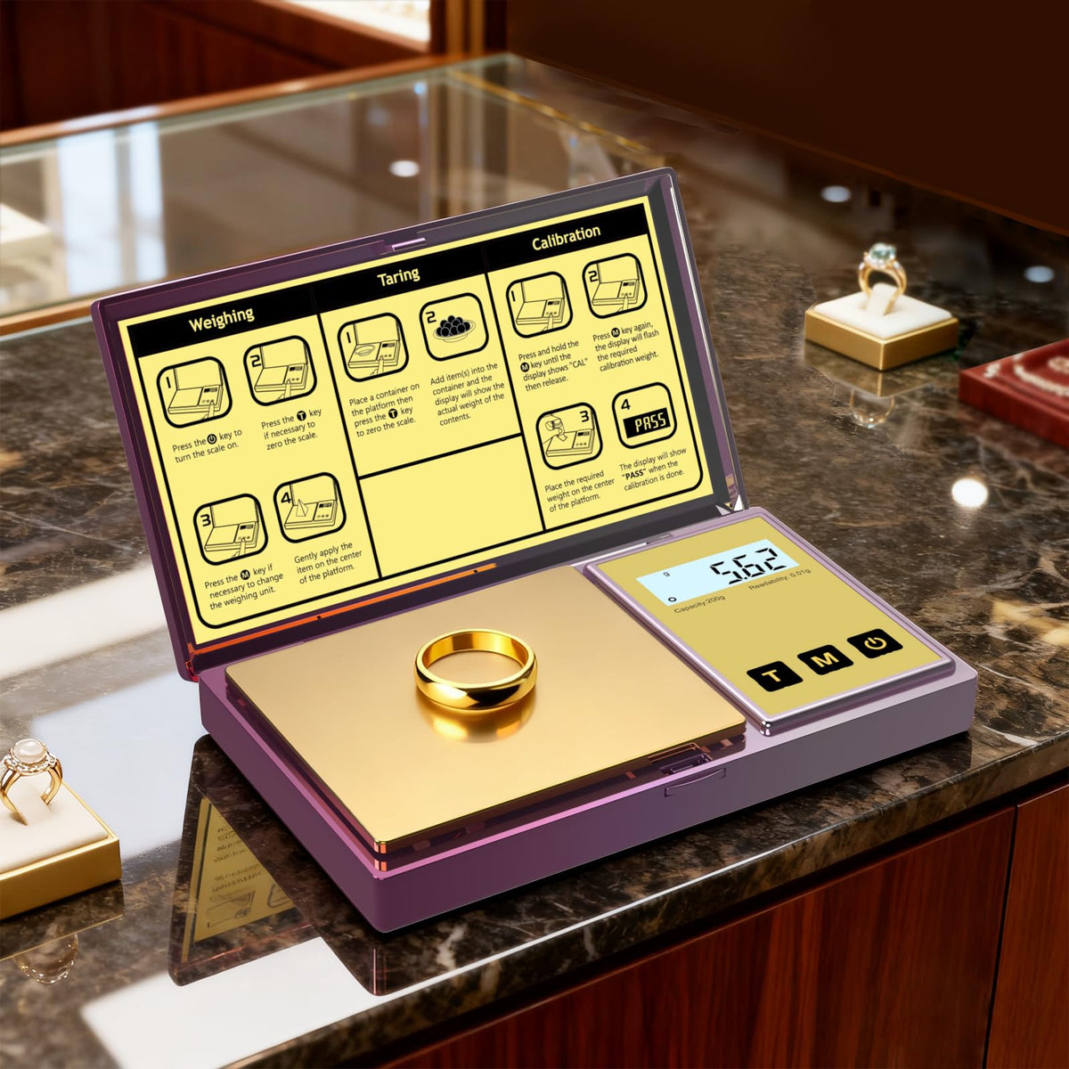 Raclomec 200g Purple Gradient Digital Scale – High Precision 0.01g Jewelry Scale for Gemstones, Powder, Spices & More (Auto-Off, Portable)