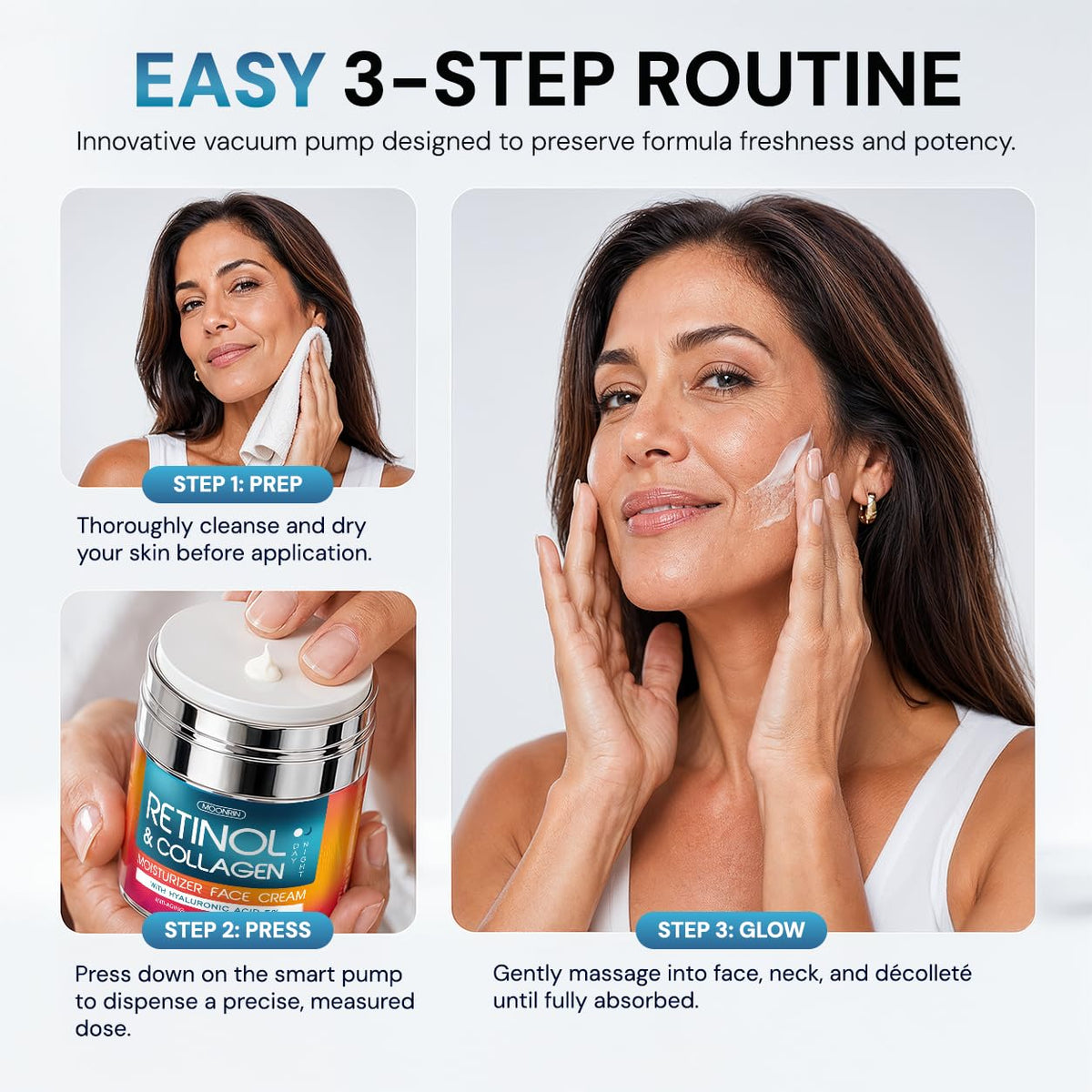 Retinol Cream for Face 2-Pack – Anti-Aging Moisturizer with Hyaluronic Acid & Collagen, Day & Night Face Cream for Wrinkles & Fine Lines, 3.7 Oz (Pack of 2)