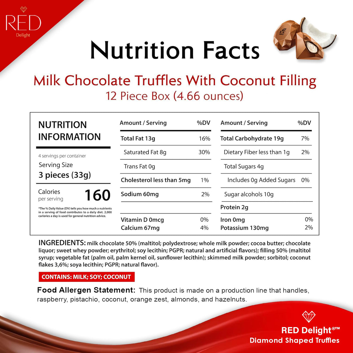 RED Delight Valentine’s Day Gift For Him Or Her - Milk Chocolate Truffles And A 14" Plush Teddy Bear (Qty 2 Boxes (4.66oz each) + 14" Teddy Bear, Milk