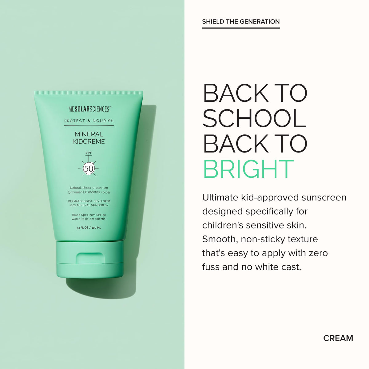 MDSolarSciences Mineral KidCrème Sunscreen SPF 50, 3.4 fl oz