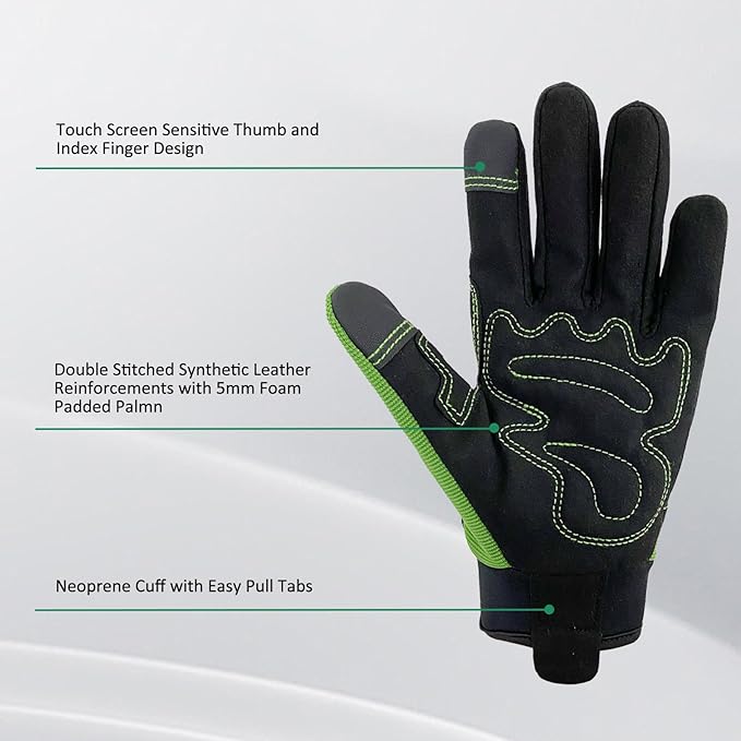 Gardening Gloves for Men and Women, Thorn Proof & Puncture Resistant Working Gloves, Gloves for Safety Work and Gardening, Gardening Gifts, Synthetic Leather Spandex Mechanic with Touchscreen Support