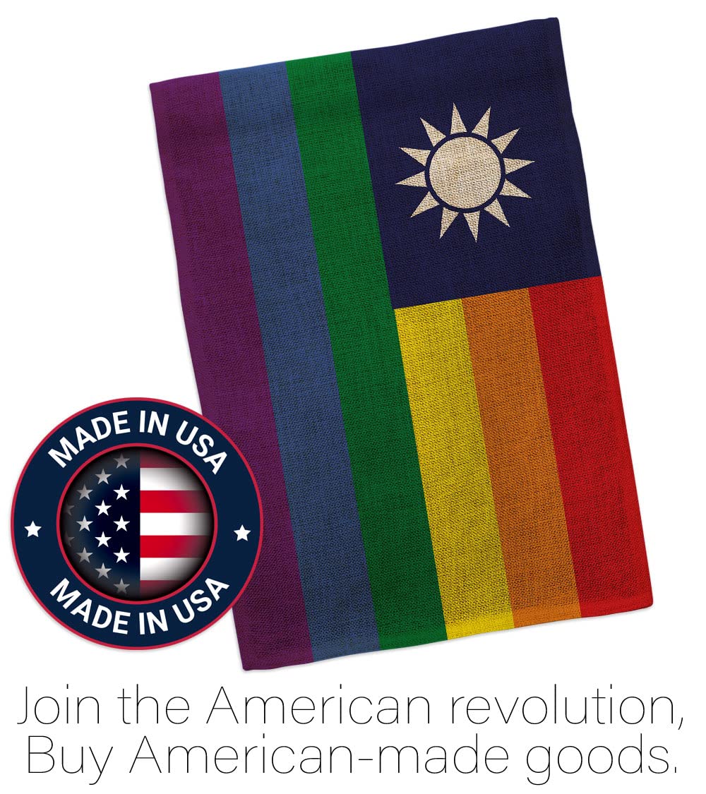 Americana Home & Garden Taiwan Pride Burlap House Flag Support Rainbow Love LGBT Gay Bisexual Pansexual Transgender Decoration Banner Small Garden
