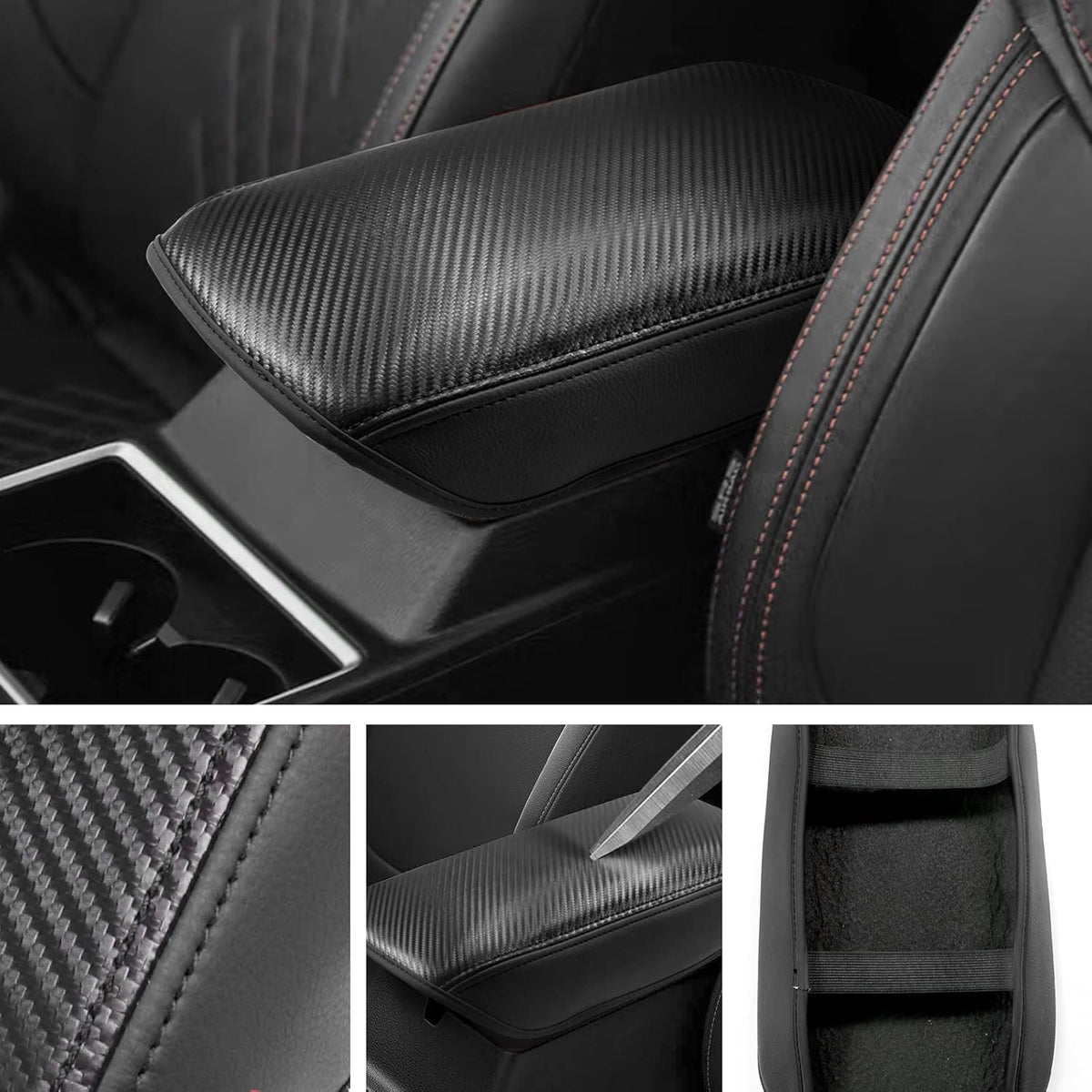 SXCY Fit for 2023 2024 Mitsubishi Outlander Armrest Cover FIT for 2022 2023 Outlander Center Console Cover for 2023 2024 Outlander Middle Console Cover for 2024 Outlander (Black Microfiber Leather)