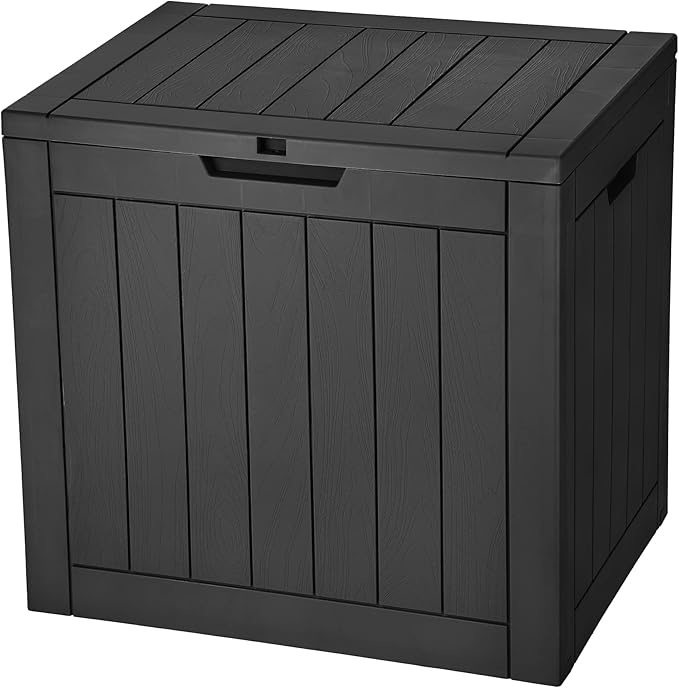 YITAHOME 30 Gallon Deck Box Outdoor Storage Box, Waterproof Resin Package Delivery and Storage Box with Lockable Lid for Patio Furniture Cushions, Pool Accessories, Garden Tools, Black