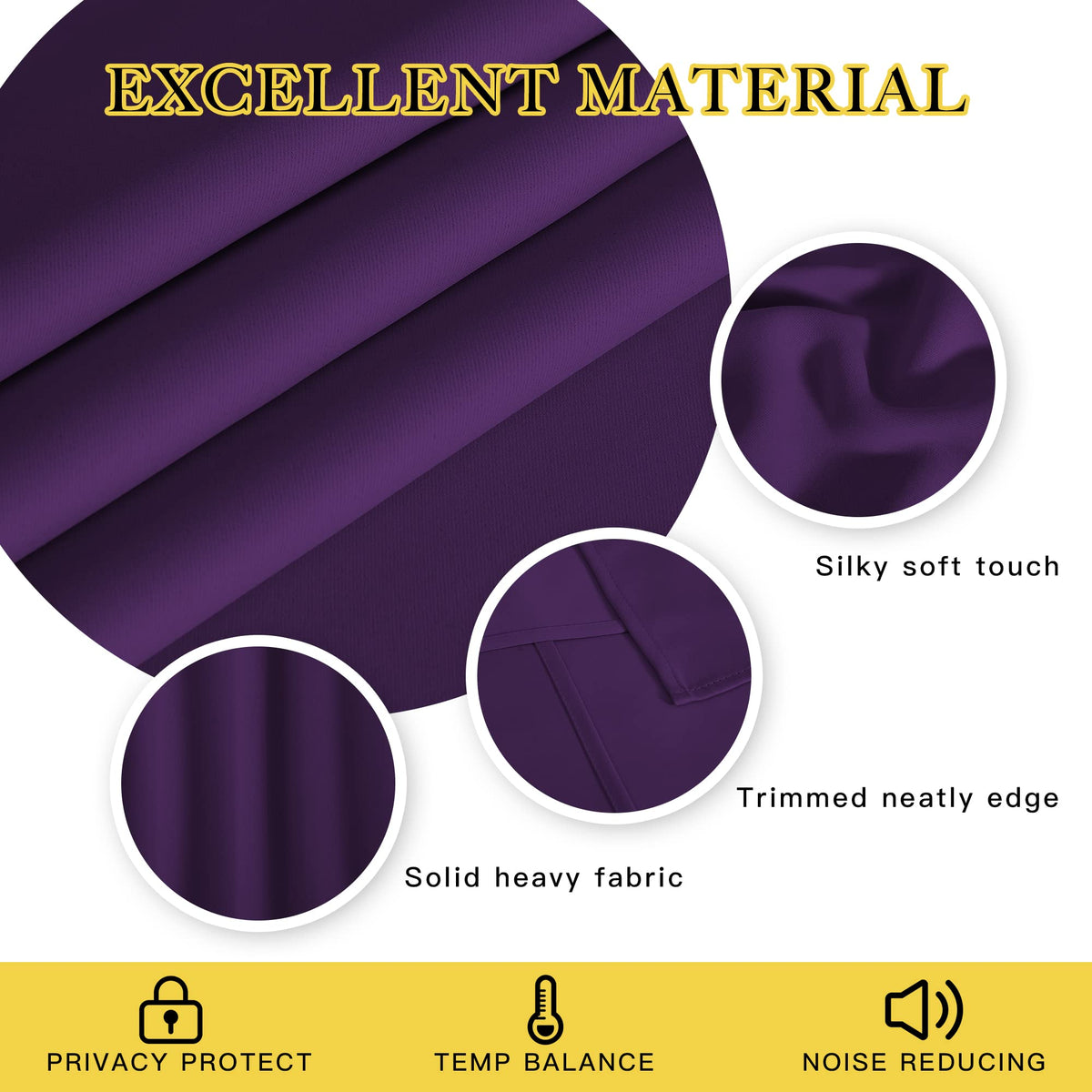 NICETOWN Blackout Curtain 95 inches Long - Silver Rings Thermal Insulated Wide Sliding Glass Door Privacy Blinds for Hall/Villa (Royal Purple, 100 inches Wide)